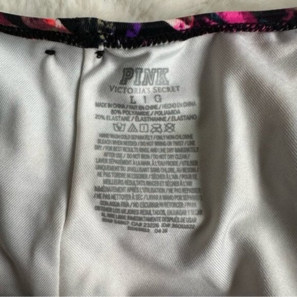 Victoria's Secret PINK | Black Multicolor Palm Bikini Bottoms | Size Large - Picture 7 of 7